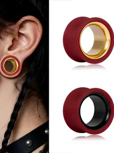 vanku 2pcs Two-Tone Stainless Steel Ear Tunnels, Punk Hypoallergenic Piercing Jewelry, Durable & Stylish Design, Perfect Gift Idea, Punk Earrings