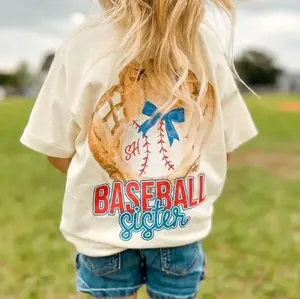 Baseball Sister Youth And Adult Graphic T-Shirt, Sports Family Casual Style, Soft Cotton, Made In USA, For Youth & Adult