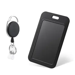 ID Badge Holder Set, 1 Count Badge Holder with Retractable Reel, Identification Badge Supplies for Office, School, Hospital, Badge Reels Retractable, Retractable Badge Holders