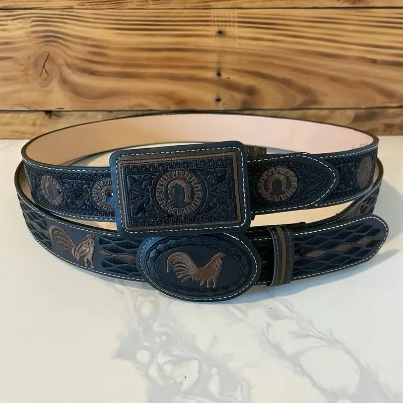 Leather Cowboy Belt, Coffee or Black Color Options