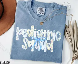 Comfort Colors® Pediatric Squad Shirt, Peds Nurse Shirt, Pediatrics Tshirt, Pediatric Crew Shirt, Peds Tee, Coquette Bow Nurse Work Shirt