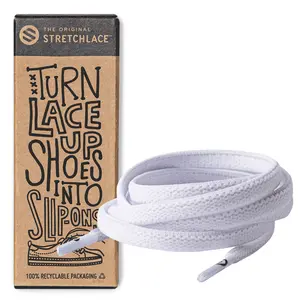 White Flat Elastic Stretch Shoe Laces Footwear Comfort