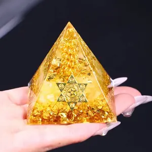 Crystal Wealth Pyramid, Crystal Carvings, Attracts Prosperity & Good Luck, Ideal Gift for Home Office Decor, Halloween Christmas Valentine's Day