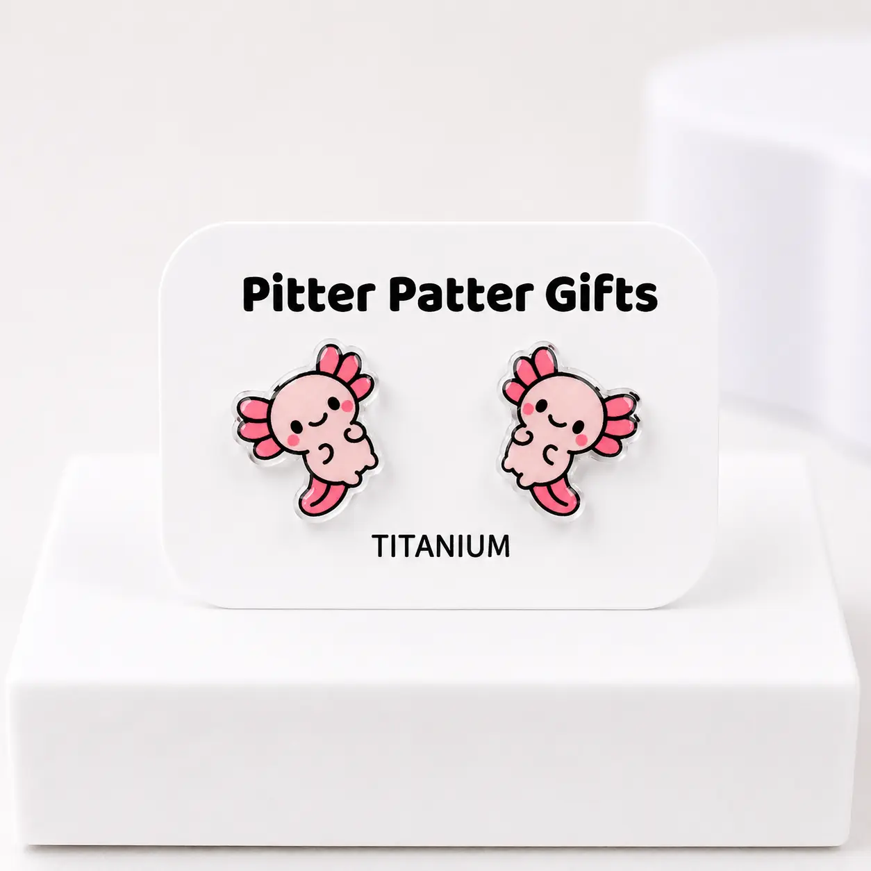 Axolotl Stud Earrings, Kawaii Jewelry, Waterproof Acrylic Studs