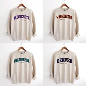 Vintage All Team Football Sweatshirt, Vintage Style Football Shirt, Football Sweatshirt Crewneck Classic Menswear Sand Color