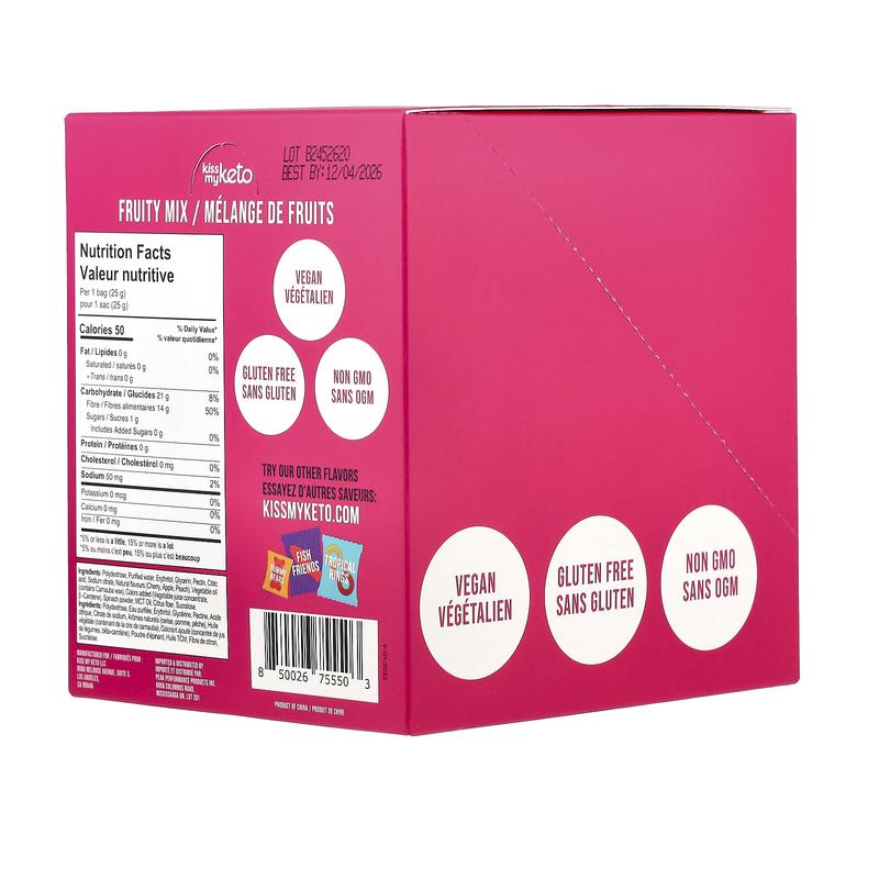 Kiss My Keto Gummy Candy, Fruity Mix, 8 Bags, 0.88 oz (25 g) Each