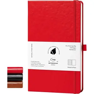 Journal Chef Notebook - 13 x 21 cm  Paper, 144 Pages, Half Lined & Half Blank, Vegan Leather Hardcover, Kitchen Conversions,  Journal (Red)