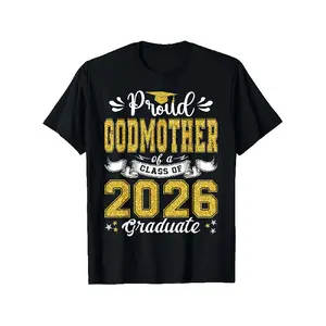 teen clothes T-Shirt for Proud Godmother of a 2026 Graduate - Perfect for Graduation Attire - Relaxed Fit Comfortable Slogan Tee - Unisex Style for Men And Women - 2026 Summer Short-Sleeve Printed T-Shirt - 180G