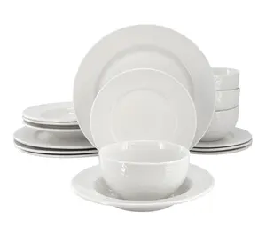 Elama Soyer 16 Piece Double Bowl Porcelain Dinnerware Set