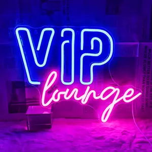 VIP Lounge Pattern Neon Sign, USB Powered LED Glowing Wall Mounted Neon Light, Modern Mood Lighting, Decorative Light for Airports, Station Lounges, Game Studios, Clubs