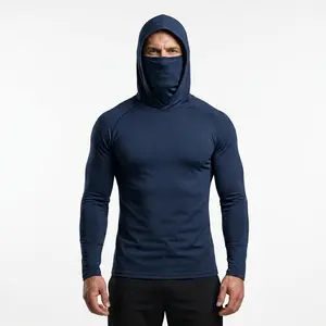 【6-Pack】Men's Outdoor Work Sun-Blocking Hoodie, 360° Protection Built-in Face Mask & Neck Cover, Lightweight Breathable Long Sleeve Shirts
