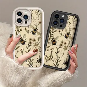 Aesthetic Phone Case Featuring Honey Bees And Spring Flowers, Designed to Be Shockproof And Trendy, Compatible with Iphone Models 16/15/14/13/12/11/8/7 Pro Plus Pro Max, X/XS/XS MAX/XR.