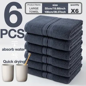 6 Pack Extra Large Thick Towels 50x100cm, Super Absorbent Quick Dry, Soft No Shedding, Adult Bath Towels for Home Commercial Use, Bathroom Towel Set