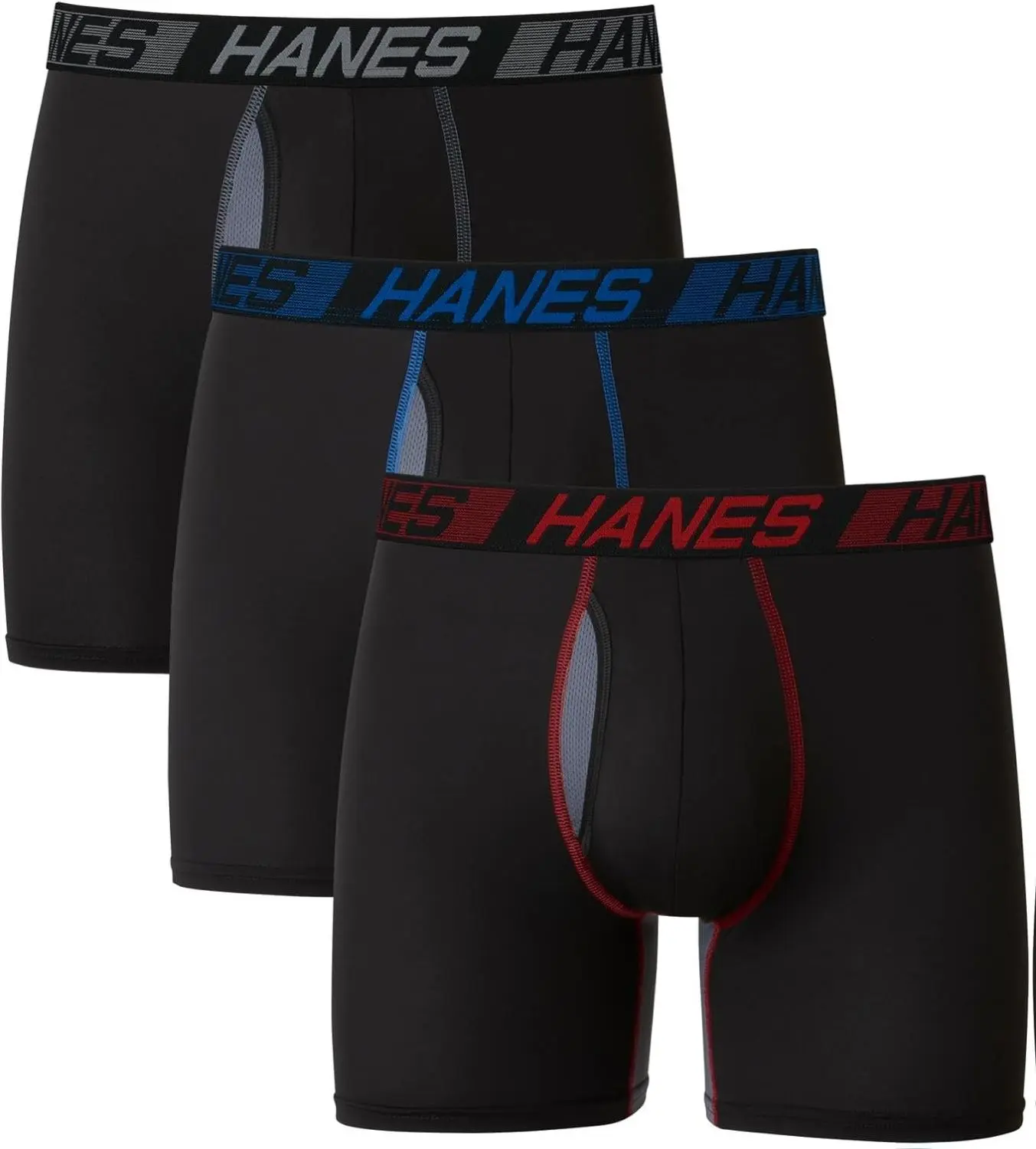 Hanes Men's Total Support Pouch Boxer Briefs 3-Pack X-Temp Cooling Odor Control Comfort Flex Waistband Anti-Chafing Breathable Mesh Liner