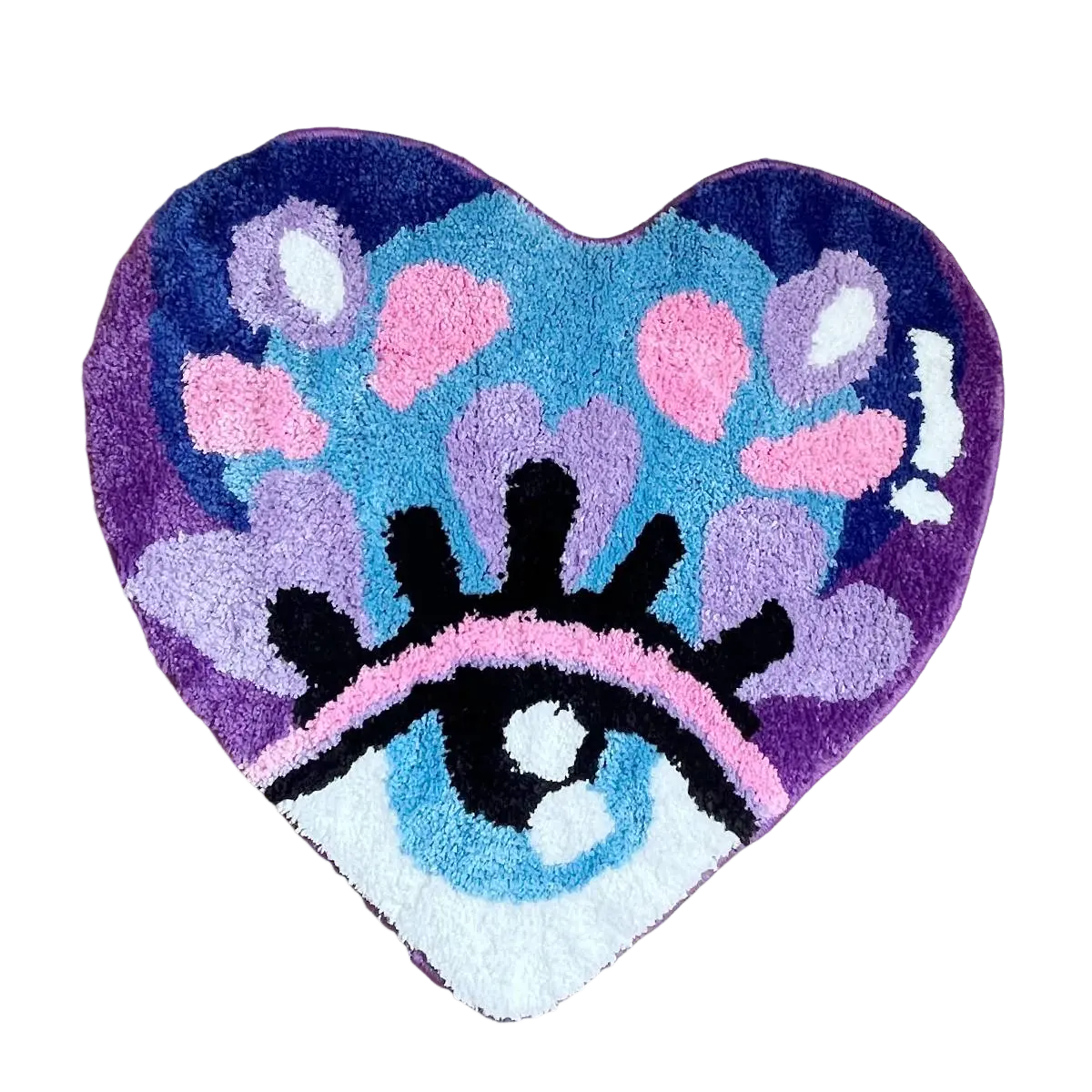 LAKEA Soft Acrylic Purple Love Eye Kawaii Tufted Floor Rug, Cartoon Heart-Shaped Decor Piece, Modern Anti-Slip Water-Absorbent Mat for Living Room, Laundry Room