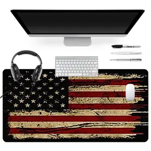 Extra Large Vintage American Flag Mouse Pad Distressed Design Gaming Mouse Pad 35x16 Inch Computer Keyboard Mousepad Suitable for Families, Offices and Schools. Perfect Gift for Family Members and Friends