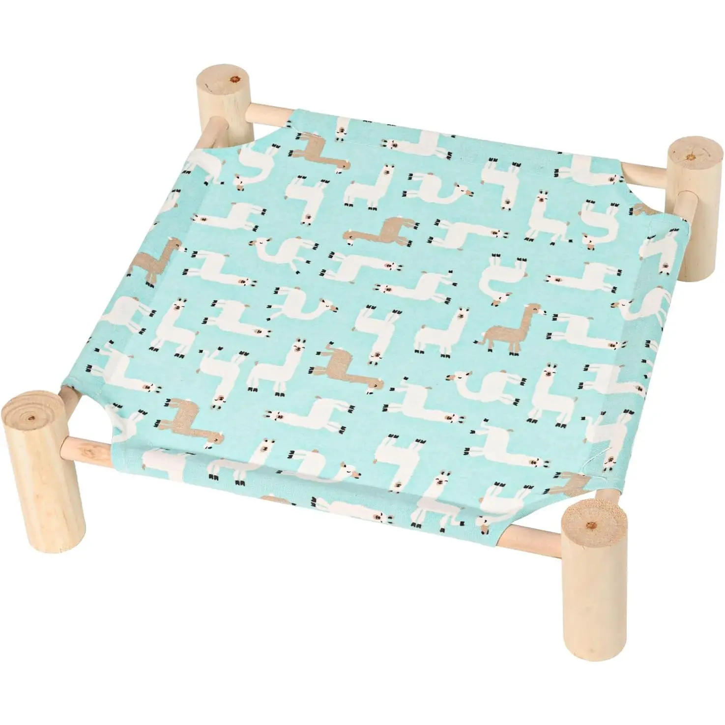 Alpaca-Style Wood Elevated Hammock Bed for Small Dogs & Cats - Breathable Cooling Outdoor Pet Furniture for Year-Round Use