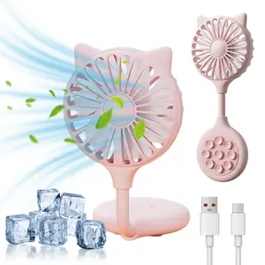 ISEMENA Mini Suction Cup Fan,3 Speed Settings, Flexible Neck, Suction Cup Base, USB Rechargeable,Multi-Scene Silent Bedroom Bathroom Small Desktop Travel Fan