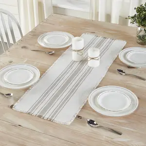 Grain Sack Stripe Grey Table Runners