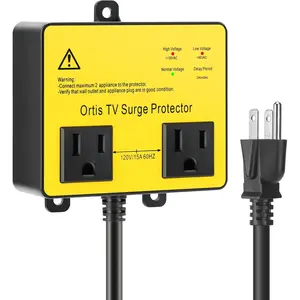 TV Surge Protector,  Double Outlet  Protector for  Appliances Washer Refrigerator with Time Delay, Protects Against Brownout, Spike, Instant Surge   Abnormalities