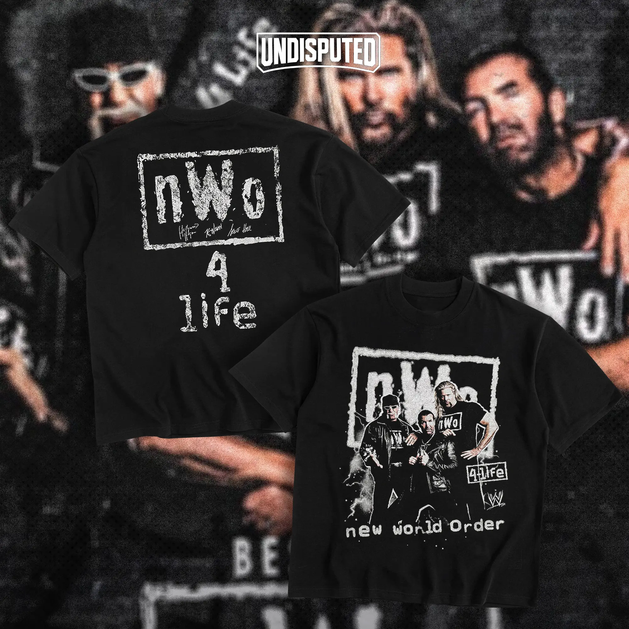 UNDISPUTED nWo 4 Life Heavy Cotton Shirt WWE Tshirt Wrestling Fan Hoodie Apparel Menswear Direct-to-garment Breathable Printing