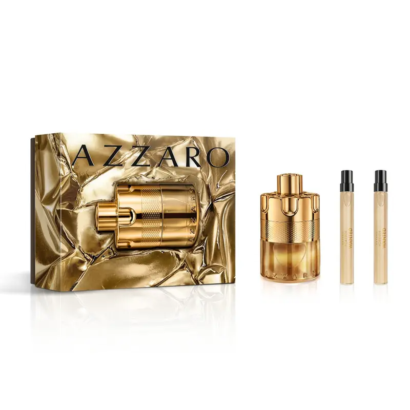 Azzaro Forever Wanted Elixir Limited Edition Luxury Men's Perfume Deluxe Gift Set - 3.4 oz (100ml) Eau de Parfum, 2 Travel Sprays, Woody Spicy Signature Scent, Leather Bottle, Men's Cologne, Boxed Designer Fragrance Set