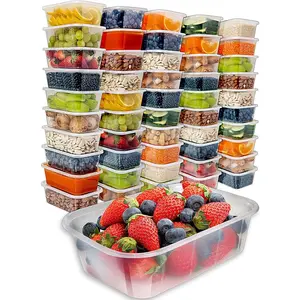 Prepnaturals 50 Pack Plastic Food Storage Container 25 Oz 100% Bpa-Free - Reusable Plastic Containers with Lids Prep Naturals