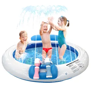 DKD May Drop: Foldable Splash Pad for Kids, Babies & Dogs, 55’’ Inflatable ，Adjustable Sprinkler Pool for Summer Water Games, Backyard Activities, Pool Party, Outdoor Picnic & Daily Playtime