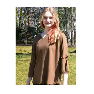 Ladies Premium Cotton Blend Silk Fabric Top with Embroidery and Frill Work with Bell Sleeves.L-12002