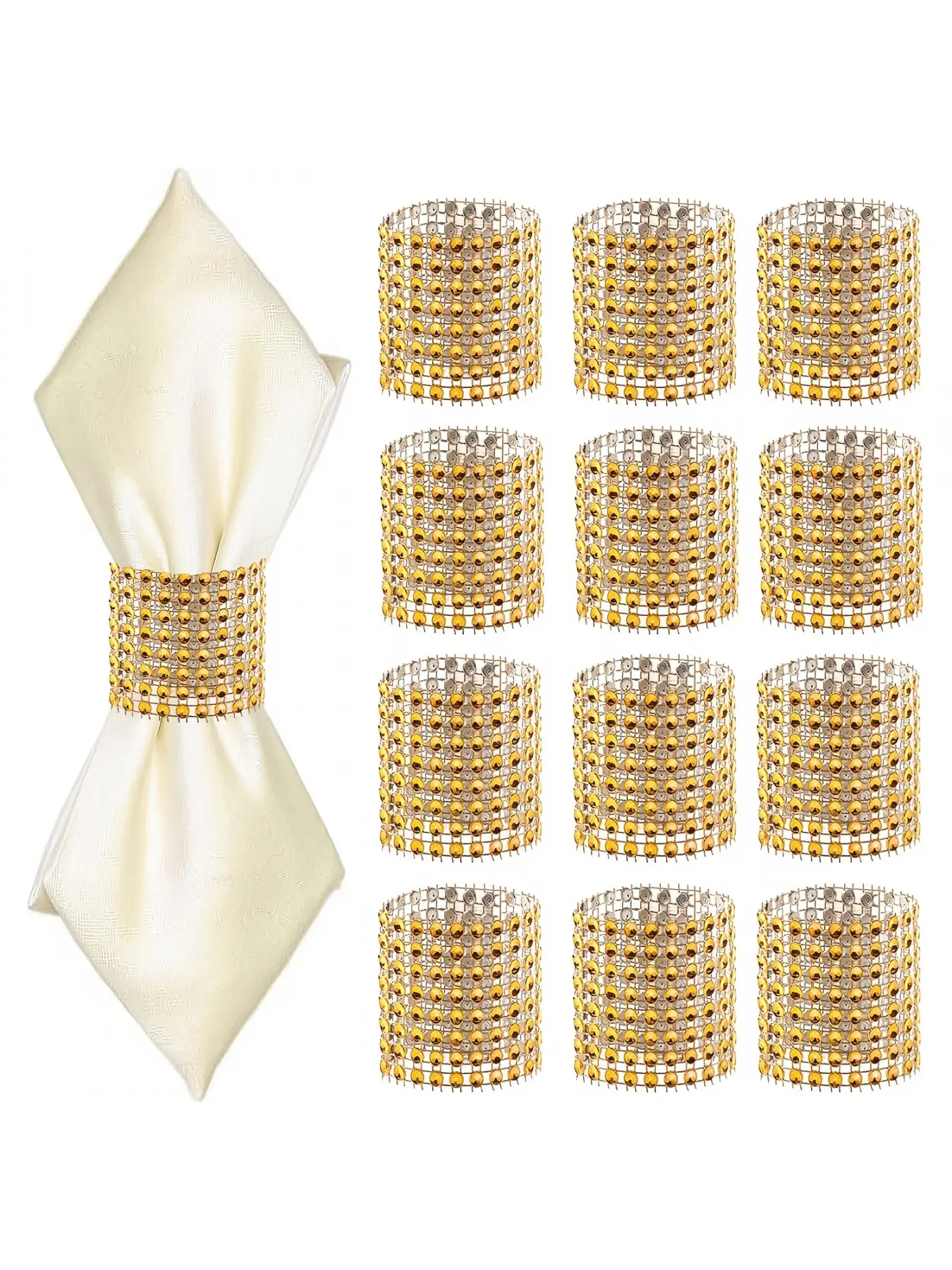 50pcs Shiny Napkin Rings for Dining, Anniversaries, Weddings, Birthdays, Valentine's Gifts, Dinners, Christmas, Easter, Halloween, Thanksgiving, Autumn, Table Parties, etc