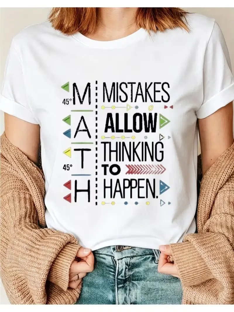 Math Mistakes Allow Thinking To Happen Arrow Graphic T-Shirt, Math Teacher Educational Casual Short Sleeve Tee