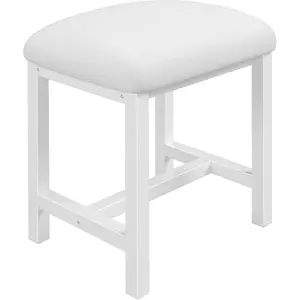 Cute Small Vanity Stool with Cushion, White Makeup Vanity Chair Ottoman Foot Rest for Small Spaces Living Room Bedroom Bathroom Entryway Couch Modern