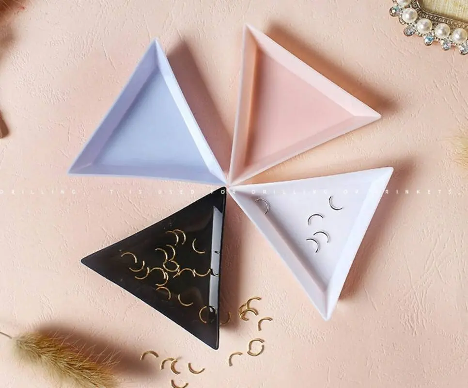 5pcs Triangle tiny crystal tray/ Nail deco plate/ jewelry crystal container