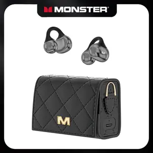 MONSTER Open Ear Earbuds Clip-On Headphones Over Ear, Bluetooth 6.0 Wireless Earbuds with 10mm Drivers Powerful Bass, 3.7g Lightweight Comfort Open Ear Clip, IPX5 Sweatproof, 100H Playtime Mini Purse Design, Great Gift for Women
