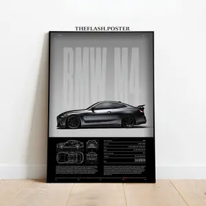 BMW M4 Competition Poster | Physical Print | Hyper Car Poster  Product without frame Decor Gift