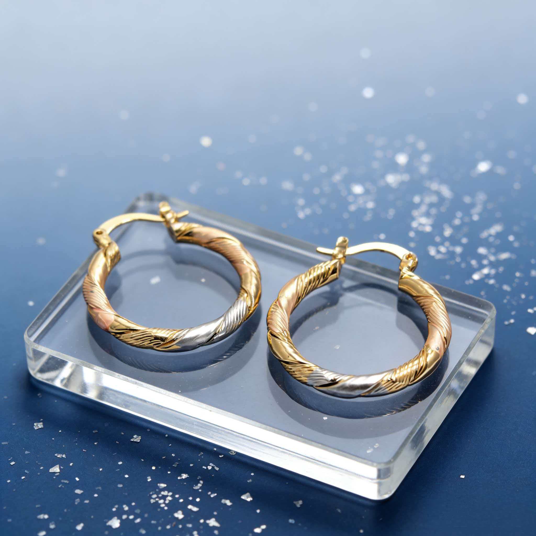 Hypoallergenic 18K Real Gold Plated Hoop Earrings Set Waterproof Long Lasting Color Retention for Everyday Wear