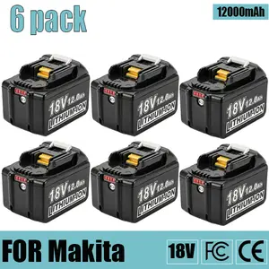 6-Pack 12.0Ah 18V  forMakita   Lithium-ion Battery Compatible with BL1860B/BL1850B/BL1840B/BL1830B/BL1815B Power Tools Portable Hand-Cranked Chainsaw Sharpener Kit Electric Drill Bit Sharpener