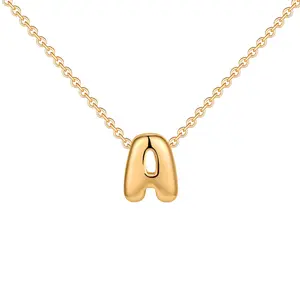 Stainless Steel Bubble 26 Alphabet Letter Necklace Simple High End Trendy Choker Pendant Hip Hop Chain For Women