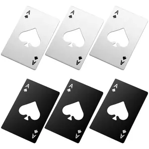 Ace Of Spades Credit Card Size Portable Stainless Steel Bottle Opener 2-Pack (Black, Silver) - Compact Hollow Design, Flexible, Strong, Durable Utensils for Beer, Soda Bottles