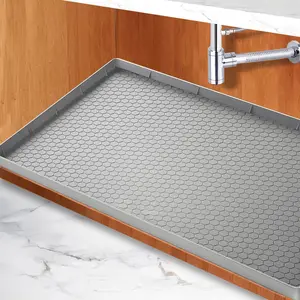 Under Kitchen Sink Mat 31" x 22",    Under Sink Tray, Under Sink Protector Mat for Bathroom and Kitchen Cabinets(Grey)
