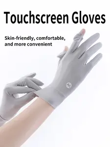 Silicone Grip Fingerless Gloves, Flip Cover Design, Breathable Ice Silk Smooth Texture, High-End Outdoor Travel & Driving Gloves