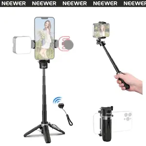 NEEWER P15 Foldable Selfie Stick Tripod with Bluetooth Remote – Extendable 3-in-1 Phone Stand for Vlog, Travel & Group Photos