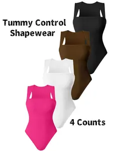 Women's Shapewear Bodysuit, Comfortable Casual Tummy Control & Butt Lifting, Daily Wear Compression Shirt, Knitted Slimming Fitness Crop