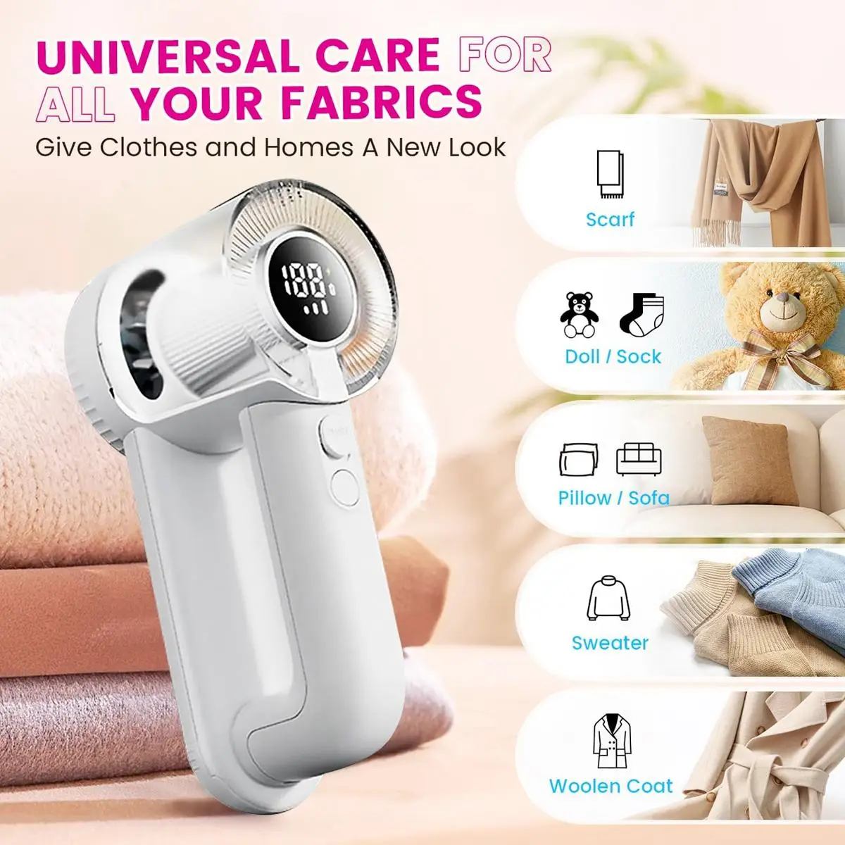 HiJOJO | Electric Hairball Trimmer Rechargeable Lint Remover Electric Pellets Fuzz Pellet Remover HairBall Trimmer for Clothing Sweater Household Fluf