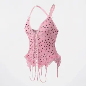 Women’s Pink Coquette Corset Bodysuit – Underwire Support, Bow/Ribbon Detail, Adjustable Straps, Gift-Ready for Valentine & Special Occasions Bridal Lingerie Teddy