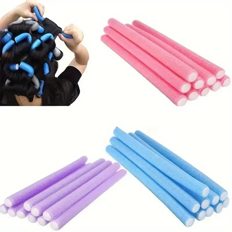 20PCS Flexible Heatless Hair Rollers - Heatless Hair Curlers - Bendy Twist Curling Rods For DIY Soft Foam Curls Heat Free Curls - Hair Styling Tools For Natural And Salon-Quality Results - Heatless Curling Set(Random Color)