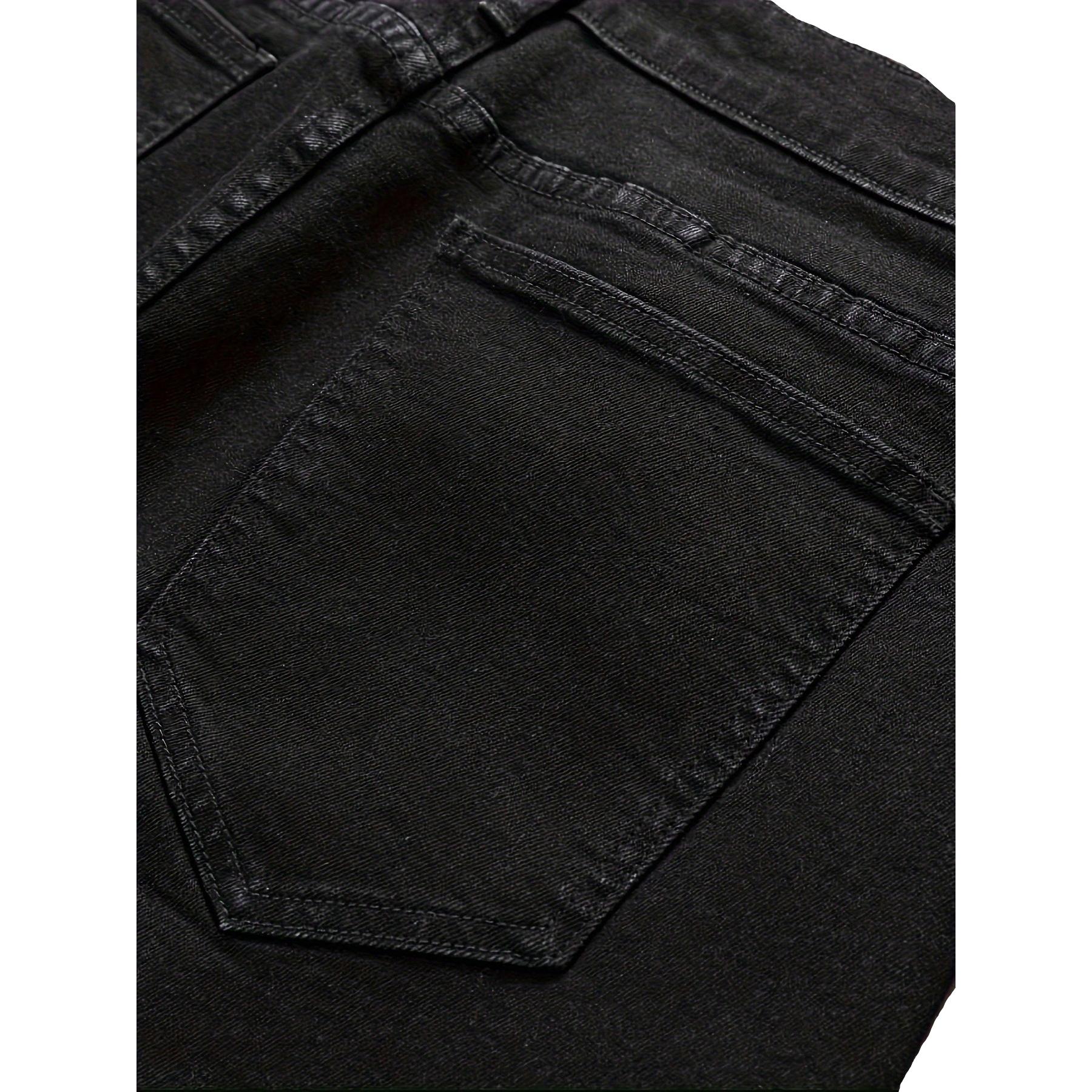 Men’s summer straight-leg black printed distressed ripped denim shorts — European/American fashion trend