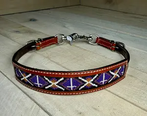 Purple Cross Beaded Wither Strap
