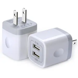 USB Wall Charger, Double  Port 2.1Amp  Brick Base Adapter  Block Charger Cube Plug Box for  16 Pro Max 15 14 13 12 11 Pro X 6 6S 7 8 Plus, iPad, , Android