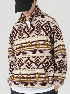 Men's Fleece Half-Zip Pullover Sweatshirt, Fall Winter Warm Hoodie, Casual Long Sleeve Top, Comfortable and Stylish Clothing